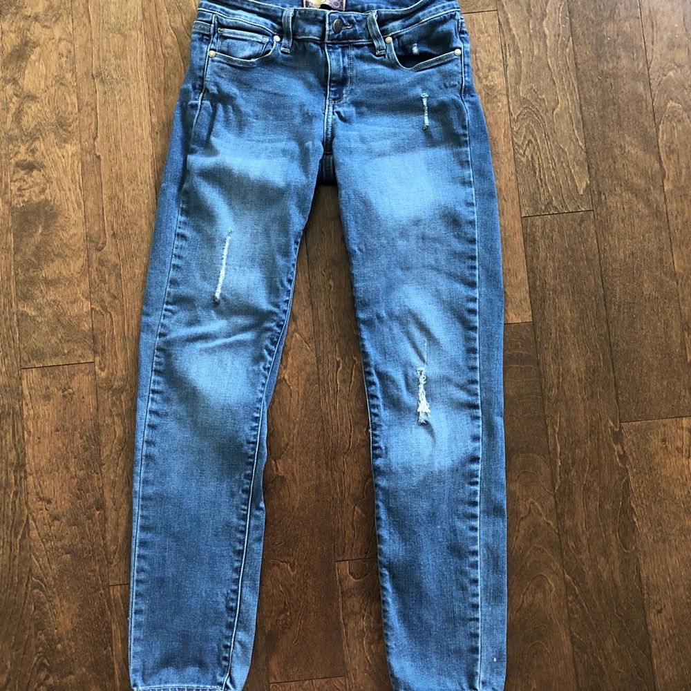 Anthro Paige Peg Skinny Distressed Jeans S 25